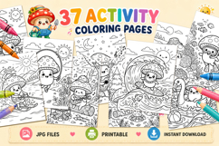 Funny kids Coloring Pages Cute Mushroom Coloring Pages Product Image 1