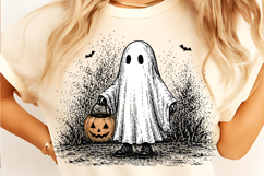 Vintage Halloween Ghost Witch PNG, Ghost Coffee PNG, Spooky Product Image 2