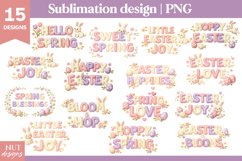 Pastel Easter bundle Easter quotes Faux embroidery Spring Product Image 1