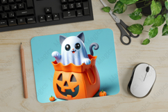 Cat, Halloween Animal Mouse Pad PNG, Cute Pet Gift Product Image 1
