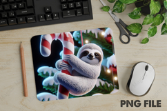 Christmas Sloth Hanging, Christmas Animal Mouse Pad PNG Product Image 1