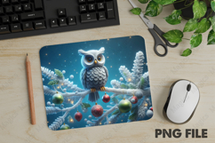 Christmas Owl, Christmas Animal Mouse Pad PNG,Cute Pet Gift Product Image 1