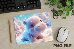 Baby Hippo, Christmas Animal Mouse Pad PNG,Cute Pet Gift Product Image 1