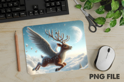 Christmas Reindeer Flying, Christmas Animal Mouse Pad PNG Product Image 1