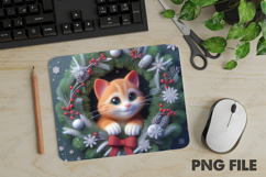 Cat Peeking, Christmas Animal Mouse Pad PNG,Cute Pet Gift Product Image 1