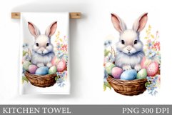 Easter Kitchen Towel Sublimation. Bunny Easter Kitchen Towel Product Image 1