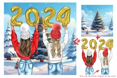 Christmas background, porch wreath on the door Product Image 7