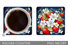 Strawberry Coaster Sublimation. Summer Coaster Design Product Image 1