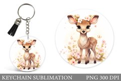Cute Deer Keychain Design. Deer Keychain Sublimation Product Image 1