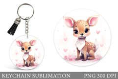 Valentines Deer Keychain Design. Cute Deer Keychain Template Product Image 1