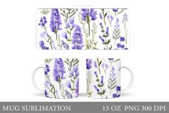 Lavender Mug Design. Floral Mug Sublimation Product Image 1