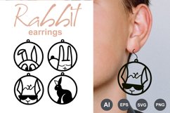 Rabbit Earrings and Pendant, Stamp, Paper Cut Template Product Image 1