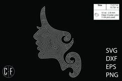 Woman&#039;s Profile Rhinestone Template Product Image 1