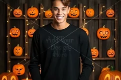Halloween T-Shirt Mockup Male, Black T-Shirt Mockup, d2 Product Image 2