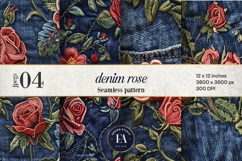 Embroidered Denim Digital Paper| Rose Denim Pattern Product Image 1