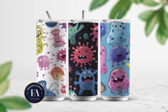 Cute baby monster Digital Paper | Spooky Bacteria Pattern Product Image 2