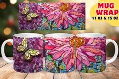 STAINED GLASS MOSAIC SPLENDOR SUBLIMATION 11OZ 15OZ MUG WRAP Product Image 1