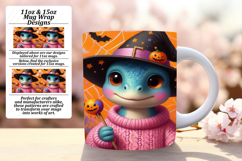 Festive 11oz Mug Wrap Png Artwork , Halloween Dino Product Image 1