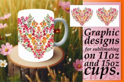 Sublimation Mug Wrap Spring Floral Heart Art Product Image 1