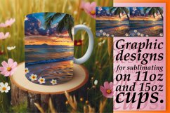 Summer Vibes Mug Wrap: Tropical Ocean and Palms 11oz/15oz Product Image 1
