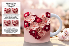 Stunning 15oz Mug Wrap Png Template , Flowers Heart Product Image 1