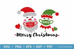 Merry Christmas 2022 SVG - Masked Santa and Elf SVG Cut File Product Image 2