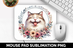 Cat Mouse Pad, Cute Animal Mouse Pad PNG, Animal Lover Gift Product Image 1