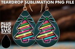 Elegant Teardrop Earrings Art PNG, Neon Xmas Product Image 1