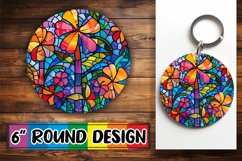 Stained Glass Keychain Colorful Tree Round Design Product Image 1