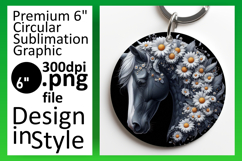 Elegant Keychain Circle PNG Artwork , Horse Product Image 1