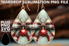 Cheerful Teardrop Earrings Art PNG, Christmas Bow Product Image 1