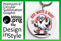 Elegant Round Design Keychain Template , Funny Ghost Product Image 1