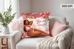 Afro Girl /Woman braided hair Pillow Bundle, Black Queen PNG Product Image 5