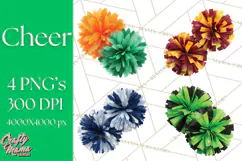 Cheerleader Clipart PNG with Glitter Pom and Color Splash Product Image 1