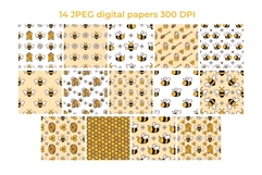 Bee Digital Paper 14 Yellow Honey Bee Cute Seamless Patterns Product Image 2