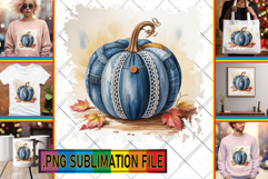 Stylish TOTE BAG Art Ideas PNG, Pumpkin Watercolor Product Image 1