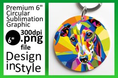 Whimsical Colorful Dog Round Design Keychain Sublimation Product Image 1