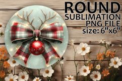 Bright Round Coasters Design PNG, Holiday Bow Product Image 1
