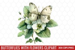 Butterflies With Flowers Clipart Product Image 1
