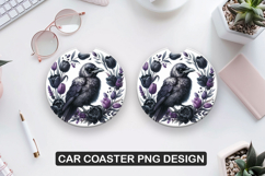 Raven Bird Car Coaster Sublimation| Animal Coaster PNG Product Image 1