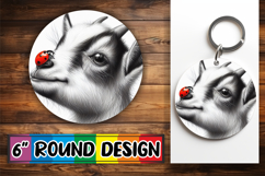Unique Round Keychain Sublimation, Cute Animals Product Image 1