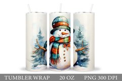 Snowman Tumbler Sublimation. Winter Tumbler Design Product Image 1