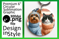 Elegant Circle Design Keychain Template , Dog and cat Product Image 1