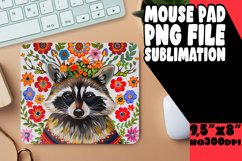 Mouse Pad: Raccoon with Blooming Flowers PNG Product Image 1