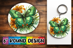 Bright Round Ornaments Sublimation, Butterfly Product Image 1
