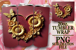 GIFT OF SERENITY 20oz TUMBLER WRAP, 3D Heart Product Image 1