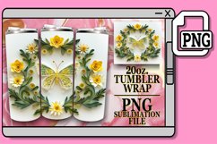 3D Spring Blooms Tumbler Wrap - 20oz Butterfly Design Product Image 1