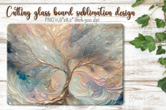 Pastel Iridescent Gold Tree glass kitchen cutting board PNG Product Image 1