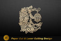 Floral lantern crescent moon butterflies image Laser cut Product Image 1