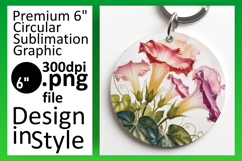 Elegant Circle PNG Keychain Design , Flowers Product Image 1